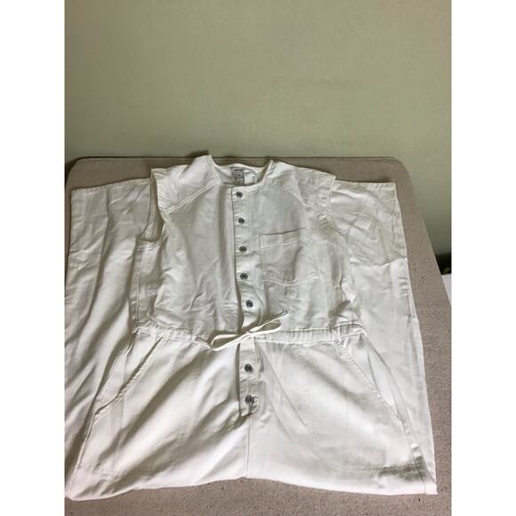 Jordache Women One pice Denim Jumpsuit Sz. Large Cream NWT  Trendy Jumpsuit - Picture 2 of 9